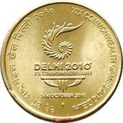 5 Rupees 19th Commonwealth Games - Delhi 2010, India, 2010 reverse image