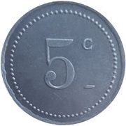 5 Centimes sans date; Bône Chamber of Commerce reverse image