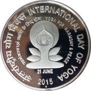 100 Rupees International Day of Yoga, India, 2015 reverse image