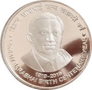 100 Rupees Dr Vikram Sarabhai, India, 2019 reverse image