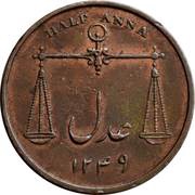 ½ Anna, India, 1834 reverse image