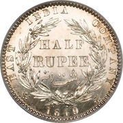 ½ Rupee - Victoria, India, 1840-1849 reverse image