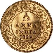1⁄12 Anna - Victoria Pattern, India, 1891-1901 reverse image