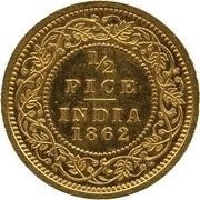 ½ Pice - Victoria Pattern, India, 1862 reverse image