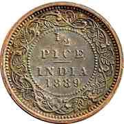 ½ Pice - Victoria, India, 1885-1901 reverse image