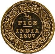 ½ Pice - Victoria Pattern, India, 1891-1901 reverse image