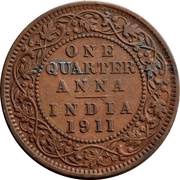 ¼ Anna - George V, India, 1911 reverse image