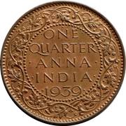 ¼ Anna - George VI, India, 1938-1940 reverse image