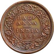 ½ Anna - Victoria, India, 1862-1876 reverse image