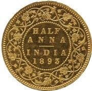 ½ Anna - Victoria Pattern, India, 1877-1893 reverse image