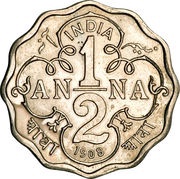 ½ Anna - Edward VII Pattern, India, 1908 reverse image