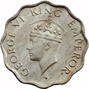 1 Anna - George VI 2nd portrait, large crown, low relief obverse image