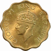 1 Anna - George VI 2nd portrait, large crown, low relief obverse image