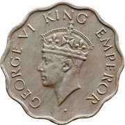 1 Anna - George VI 2nd portrait, small crown, low relief obverse image