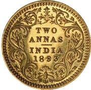 2 Annas - Victoria Pattern, India, 1891-1900 reverse image