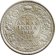 2 Annas - George V Type II, India, 1912-1917 reverse image