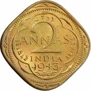 2 Annas - George VI, India, 1942-1944 reverse image