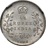 ¼ Rupee - Edward VII, India, 1903-1910 reverse image