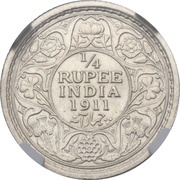 ¼ Rupee - George V, India, 1911 reverse image