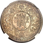 ½ Rupee - George V, India, 1911 reverse image