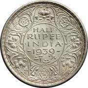 ½ Rupee - George VI, India, 1939 reverse image