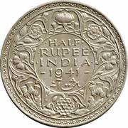 ½ Rupee - George VI, India, 1941-1942 reverse image