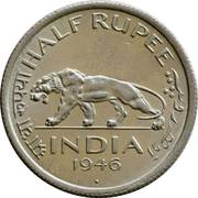½ Rupee - George VI, India, 1946-1947 reverse image