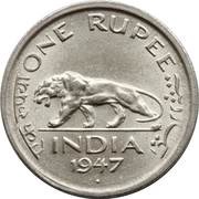 1 Rupee - George VI, India, 1947 reverse image