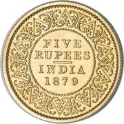 5 Rupees - Victoria, India, 1879 reverse image