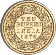 10 Rupees - Victoria, India, 1870-1875 reverse image