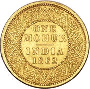 1 Mohur - Victoria, India, 1862-1875 reverse image