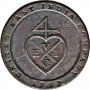 1⁄96 Rupee ½ Dub, India, 1797 reverse image