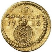 1 Royalin - Frederik V Pattern, India, 1756 reverse image