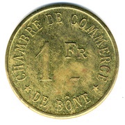 1 Franc Bône Chamber of Commerce, Algeria, 1915 reverse image