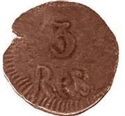 3 Réis "Donidomdio" - Maria I Dio mint reverse image