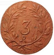 3 Réis - Maria II Pattern, Damão Mint, India, 1834 reverse image