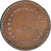 3 Réis - Luíz I Mumbai mint, India, 1871 reverse image