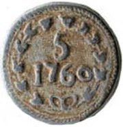 5 Bazarucos - José I Goa mint, India, 1760 reverse image
