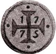 5 Bazarucos- José I Doted Shield- Damão mint, India, 1775 reverse image