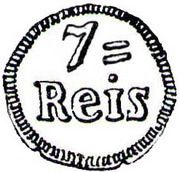 7½ Reis "7=" - João VI Big armilar sphere - Goa mint, India, 1816-1826 reverse image