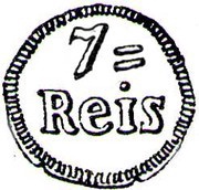 7 ½ Réis - João VI Diu mint, India, 1816-1826 reverse image