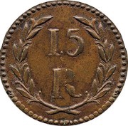 15 Réis - Maria II Goa Mint, India, 1843-1849 reverse image