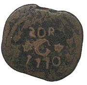 20 Réis - José I Goa mint, India, 1770-1774 reverse image