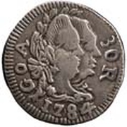 30 Réis - Maria I and Pedro III Goa mint obverse image