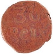 30 Reis - João Prince Goa mint, India, 1799-1816 reverse image