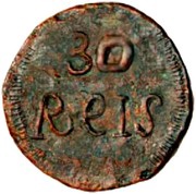 30 Réis - João VI Diu mint, India, 1816-1826 reverse image