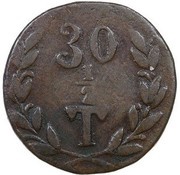 30 Réis - ½ Tanga - Maria II Goa Mint, India, 1840 reverse image