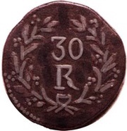30 Réis - ½ Tanga - Pedro V Damão Mint, India, 1854 reverse image