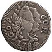 60 Réis - Maria I and Pedro III Goa mint obverse image