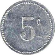 5 Centimes Bougie Chamber of Commerce; Straight "5" and Small "C" reverse image